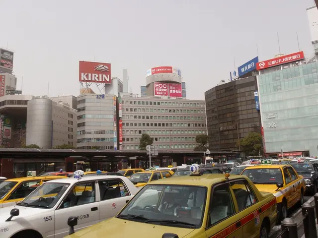 In this picture we can see buses on the road and in the background we can see the wall and some...