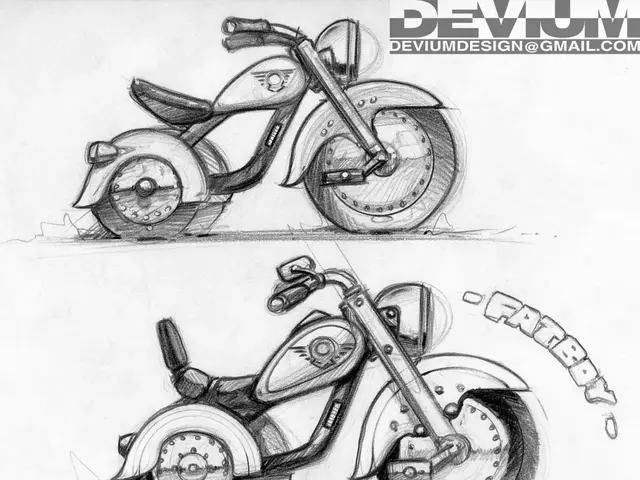 This is a pencil drawing of 2 motorcycles.