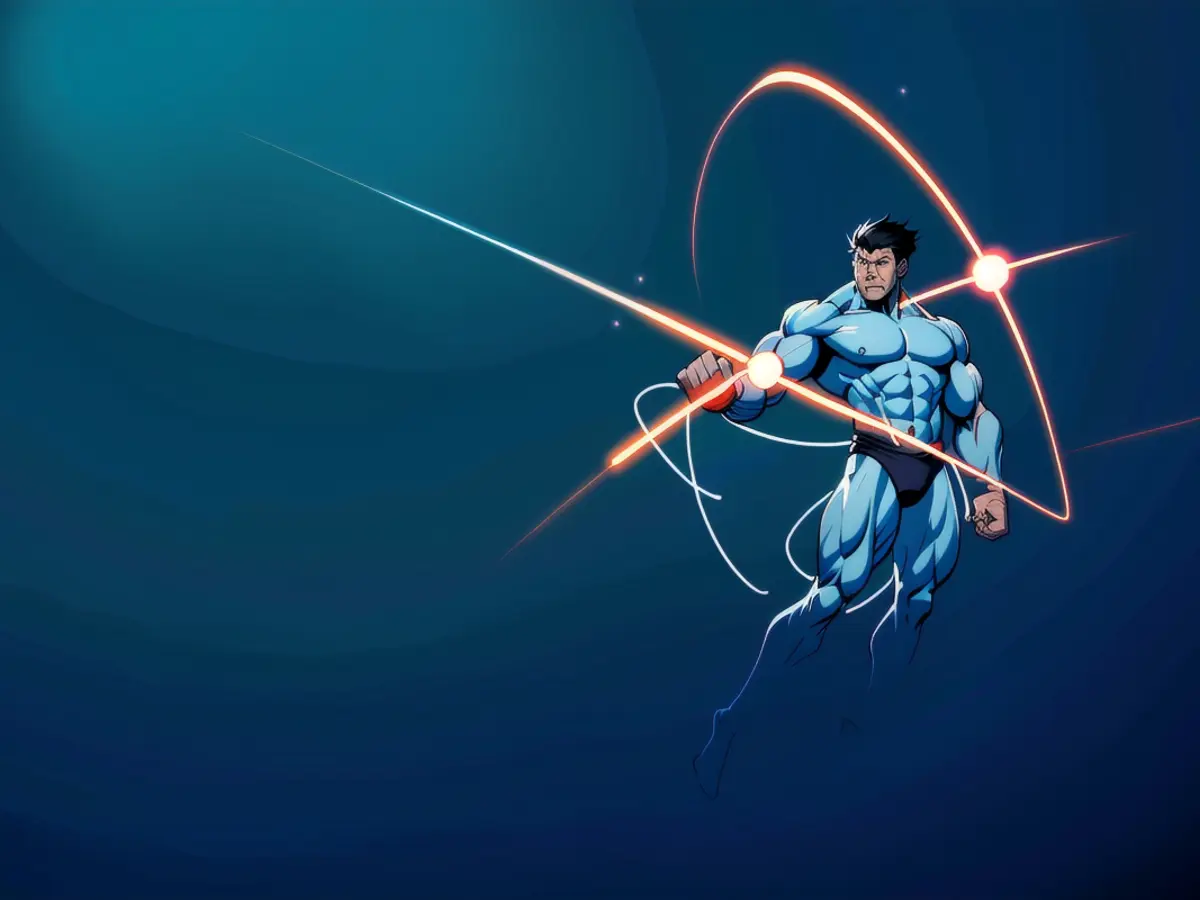 Electronic charges circling a spherical structure.