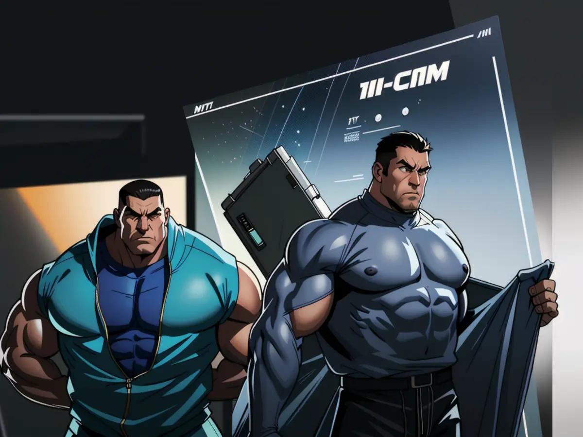 An individual interacts with an artificial intelligence-powered machine, inputting data via...