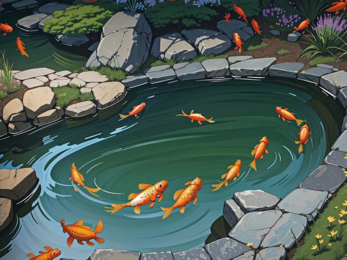 Koi fish swimming in a lake or pond